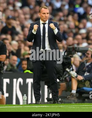 London, Großbritannien. 17. September 2022. 17 Sep 2022 - Tottenham Hotspur gegen Leicester City - Premier League - Tottenham Hotspur Stadium Leicester City Manager Brendan Rodgers während des Spiels gegen Tottenham Bildnachweis: Mark Pain / Alamy Live News Credit: Mark Pain/Alamy Live News Stockfoto