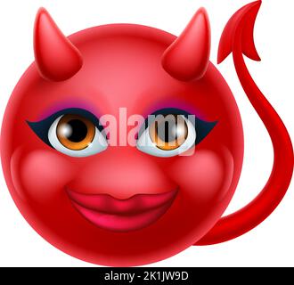Teufel Emoji Emoticon Mann Gesicht Cartoon-Ikone Maskottchen Stock Vektor