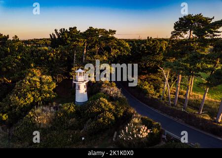 Lepe Lighthouse – Aufnahme Der Drohne Bei Sonnenaufgang Stockfoto