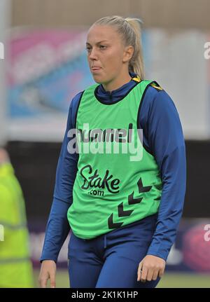 DAGENHAM ENGLAND - SEPTEMBER 18 : Emily Ramsey (Leihgabe von Manchester United) aus Everton während des Barclays Women's Super League-Spiels zwischen West Ha Stockfoto