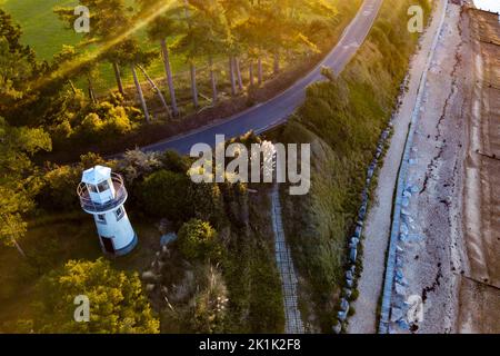 Lepe Lighthouse - Drohnenaufnahme - England Stockfoto