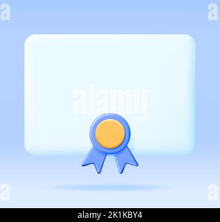3D Zertifikatsymbol mit Stempel und Farbband Stock Vektor