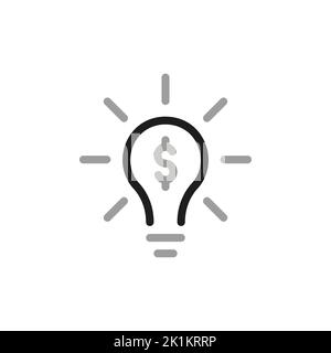 Einfaches Symbol für die finanzbezogene Vektorlinie. Enthält ein Symbol wie eine Glühlampe. Symbolpaket mit dünnen Konturen. Stock Vektor