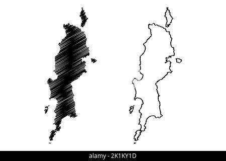 Tokashiki-Insel (Japan, Ostasien, japanischer Archipel, Kerama-Inseln) Kartenvektordarstellung, Scribble-Skizze Tugaifigai-Karte Stock Vektor