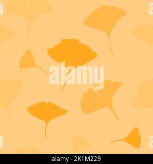 Ginkgo biloba hinterlässt ein nahtloses Musterdesign. Japanischer Stil Mode Ginkgo Blatt Hintergrund. Stock Vektor