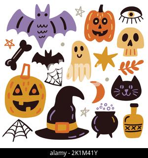 Halloween-Doodle-Elemente-Set Stock Vektor