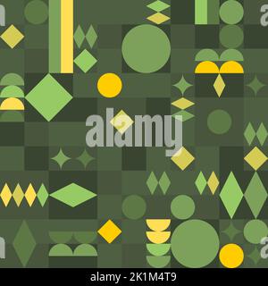 Hintergrund im Bauhaus-Stil der Mitte des Jahrhunderts. Nahtloses abstraktes geometrisches Muster. Vektor geometrische Formen Design. Stock Vektor