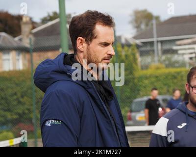 Andy Murray Überraschungsbesuch bei Rutherglen LTC Stockfoto