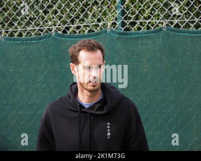 Andy Murray Überraschungsbesuch bei Rutherglen LTC Stockfoto