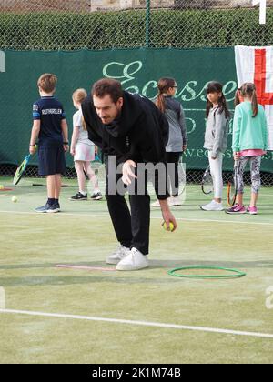 Andy Murray Überraschungsbesuch bei Rutherglen LTC Stockfoto