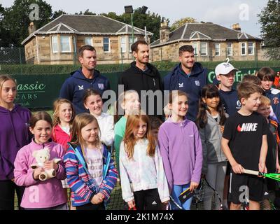 Andy Murray Überraschungsbesuch bei Rutherglen LTC Stockfoto