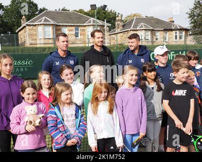 Andy Murray Überraschungsbesuch bei Rutherglen LTC Stockfoto