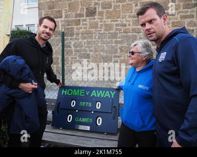 Andy Murray Überraschungsbesuch bei Rutherglen LTC Stockfoto