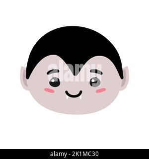 Vektor flach von Hand gezeichnet niedlichen Vampir Gesicht isoliert auf weißem Hintergrund Stock Vektor