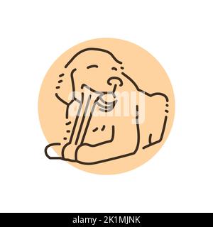Golder Retriever kauen Knochen Farbe Linie Symbol. Piktogramm für Webseite, mobile App, Promo. Stock Vektor