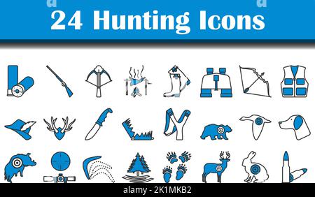 Symbol Für Die Jagd Eingestellt. Flaches Design. Vollständig editierbare Vektorgrafik. Text erweitert. Stock Vektor