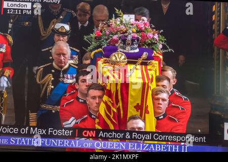 Die CNN News-Website am Ende der Beerdigung von Königin Elizabeth II. In London am 19.. September 2022. Stockfoto