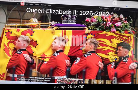 Die CNN News-Website am Ende der Beerdigung von Königin Elizabeth II. In London am 19.. September 2022. Stockfoto