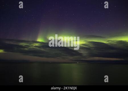 Aurora Borealis oder Nordlichter an der Westküste Grönlands, Dänemark Stockfoto