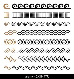 Griechische Motive Vektorsymbole Rahmen, Rahmen gesetzt. Griechische Schlüsselelemente-Kollektion Stock Vektor