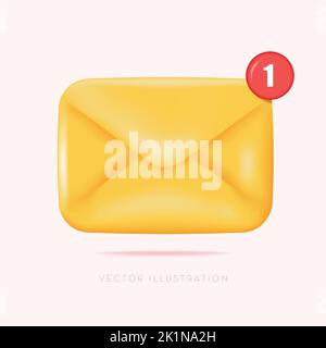 3D Neue Nachricht. Social Media, Planung von Geschäftsevents, Erinnerungen. Vektor-Illustration in Cartoon minimal 3D Stil Stock Vektor