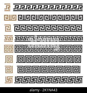 Griechische Motive Vektorsymbole Rahmen, Rahmen gesetzt. Griechische Schlüsselelemente-Kollektion Stock Vektor