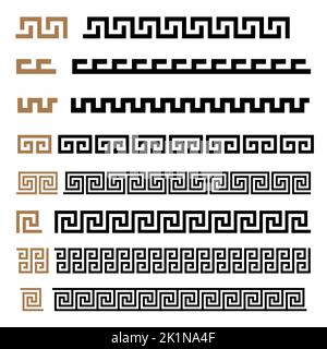 Griechische Motive Vektorsymbole Rahmen, Rahmen gesetzt. Griechische Schlüsselelemente-Kollektion Stock Vektor