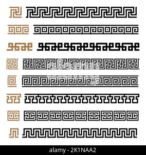 Griechische Motive Vektorsymbole Rahmen, Rahmen gesetzt. Griechische Schlüsselelemente-Kollektion Stock Vektor