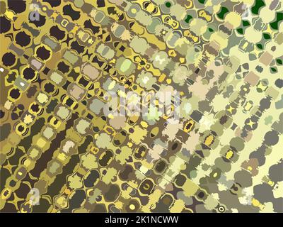 Mosaik detaillierter Hintergrund in goldener Tonalität für Textilien oder Stoffe. Nahtloses Muster mit Metallic-Effekt für Scrapbooking, Innenraumlösungen Stockfoto