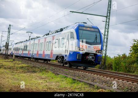 Hannover, 17. September 2022: Transdev (S-Bahn Hannover) fährt ab SBH auf der Eisenbahnstrecke in Hannover. Stockfoto