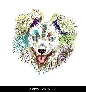 Hundegesicht ist niedlich. Skizzenlinie mehrfarbig. Vektorgrafik Stock Vektor