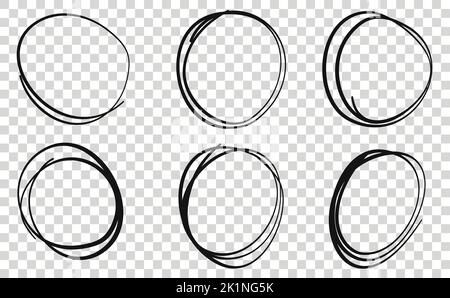 Handgezeichnete Skizze für Kreislinie. Vektor kreisförmige Scribble Doodle runde Kreise für Nachricht Note Marke Design-Element Stock Vektor