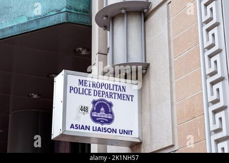 Washington, DC - 5. September 2022: Die Asian Liaison Unit (Alu) des Metropolitan Police Department konzentriert sich auf die öffentlichen Sicherheitsbedürfnisse der asiatischen Kommunen Stockfoto