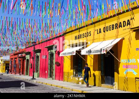 Calle 5 de Mayo im historischen Stadtzentrum von Oaxaca, Oaxaca, Mexiko Stockfoto