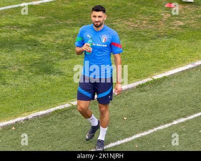 Florenz, Italien. 19. September 2022. Italien Vincenzo Grifo Portrait während der Pressekonferenz und Italien Training Session, andere in Florenz, Italien, September 19 2022 Quelle: Independent Photo Agency/Alamy Live News Stockfoto