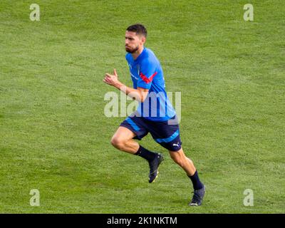 Florenz, Italien. 19. September 2022. Italien Jorginhier läuft während der Pressekonferenz und Italien Training Session, andere in Florenz, Italien, September 19 2022 Quelle: Independent Photo Agency/Alamy Live News Stockfoto