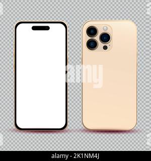 Realistischer Mocap ohne Hintergrund Gold Handy - Vektor-Illustration Stock Vektor