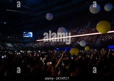 Madrid, Madrid, Spanien. 19. September 2022. Fans der spanischen Basketballnationalmannschaft bei der Titelfeier des Eurobasket 2022 im WiZink Center in Madrid. (Bild: © Oscar Ribas Torres/ZUMA Press Wire) Bild: ZUMA Press, Inc./Alamy Live News Stockfoto