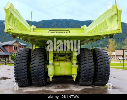 Titan T33-19 LKW; größter LKW, der je gebaut wurde; ausgestellt in Sparwood; British Columbia; Kanada Stockfoto