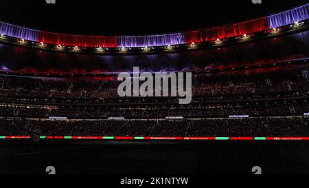 Blick auf das CIVITAS Metropolitano Stadium während des La Liga-Spiels zwischen Atletico de Madrid und Real Madrid CF, das am 18. September 2022 im Civitas Metropolitano Stadium in Madrid, Spanien, gespielt wurde. (Foto von Bagu Blanco / PRESSIN) Stockfoto