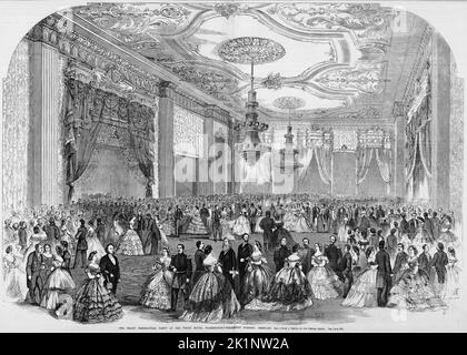 The Grand Presidential Party at the White House, Washington, D.C., 5.. Februar 1862. Illustration des amerikanischen Bürgerkriegs des 19.. Jahrhunderts aus Frank Leslie's Illustrated Newspaper Stockfoto