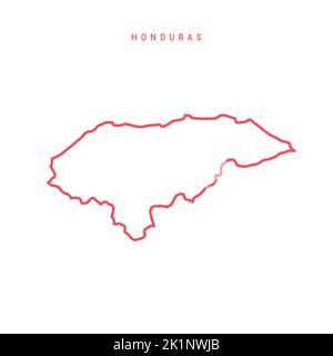 Honduras editierbare Übersichtskarte. Honduranische rote Grenze. Ländername. Linienstärke anpassen. Zu einer beliebigen Farbe wechseln. Vektorgrafik. Stock Vektor