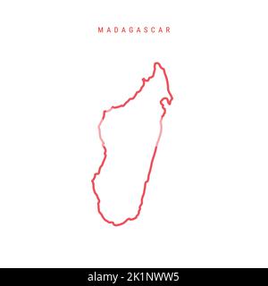 Madagaskar editierbare Gliederungskarte. Republik Madagaskar rote Grenze. Ländername. Linienstärke anpassen. Zu einer beliebigen Farbe wechseln. Vektorgrafik. Stock Vektor