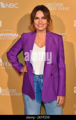 Mariska Hargitay nimmt am 19. September 2022 in New York an der „Law & Order“-Saisonpremiere von NBC im Capitale Teil. Stockfoto