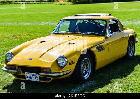 TVR-Sportwagen auf der „British Invasion“-Sportwagenmesse in Stowe, Vermont, USA. Stockfoto