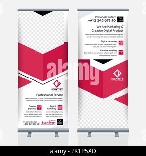 Abstrakter Hintergrund Roll-up Banner Vorlage Design rote Form visuelle für Corporate Media Promotion mit Bild-Vektor Stock Vektor