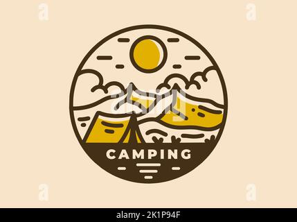 Mountain Camping Vintage Retro Linie Kunstdesign Stock Vektor