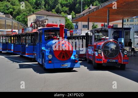 Touristenzug für Stadtbesichtigung, Vaduz, Liechtenstein, Europa Stockfoto