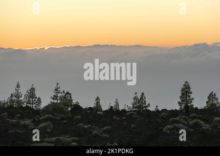 Sonnenuntergansszenerie um Mirador de las Narices del Teide auf Teneriffa auf den Kanarischen Inseln in Spanien Stockfoto