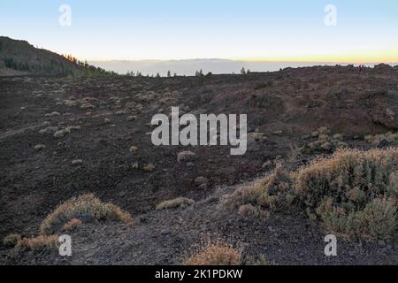 Abendlandschaft um Mirador de las Narices del Teide auf Teneriffa auf den Kanarischen Inseln in Spanien Stockfoto